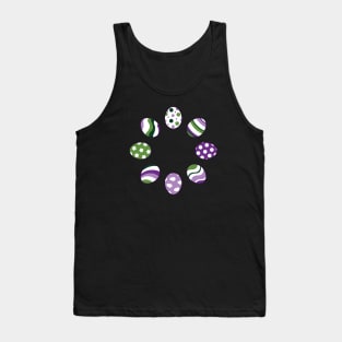 Eggs | Purple Green | Stripes | Dots | Clouds | Black Tank Top